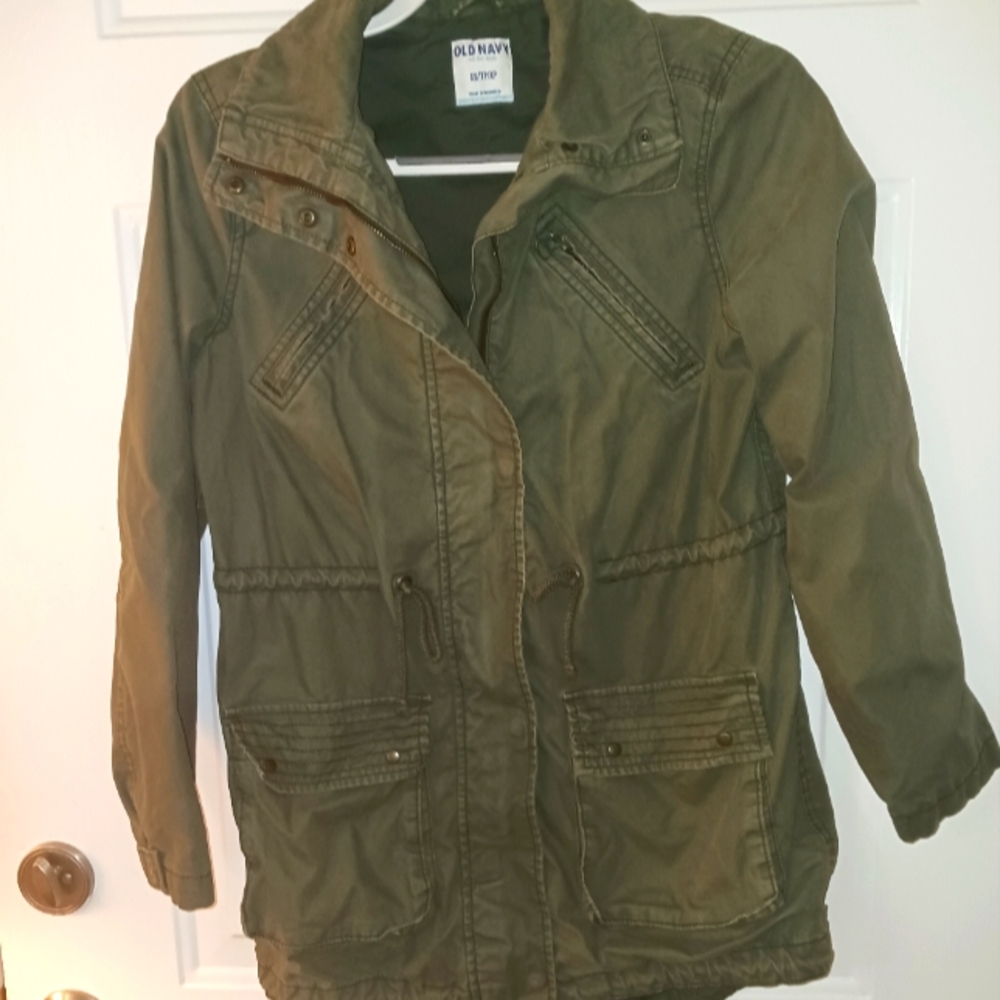 Old Navy Green Jacket with 2 zippers Pockets and 2 snap pocket Size XS